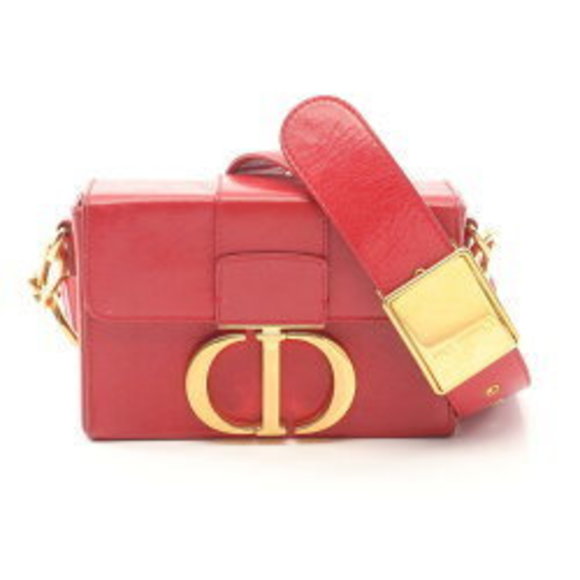 Christian Dior MONTAIGNE Shoulder Bag Leather Red - Picture 1 of 8